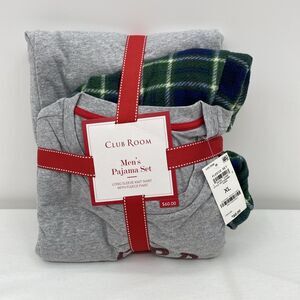 $60 Club Room Mens 2-Piece Pajama Set Hoppy Holidays Fleece Long Sleeve Size XL
